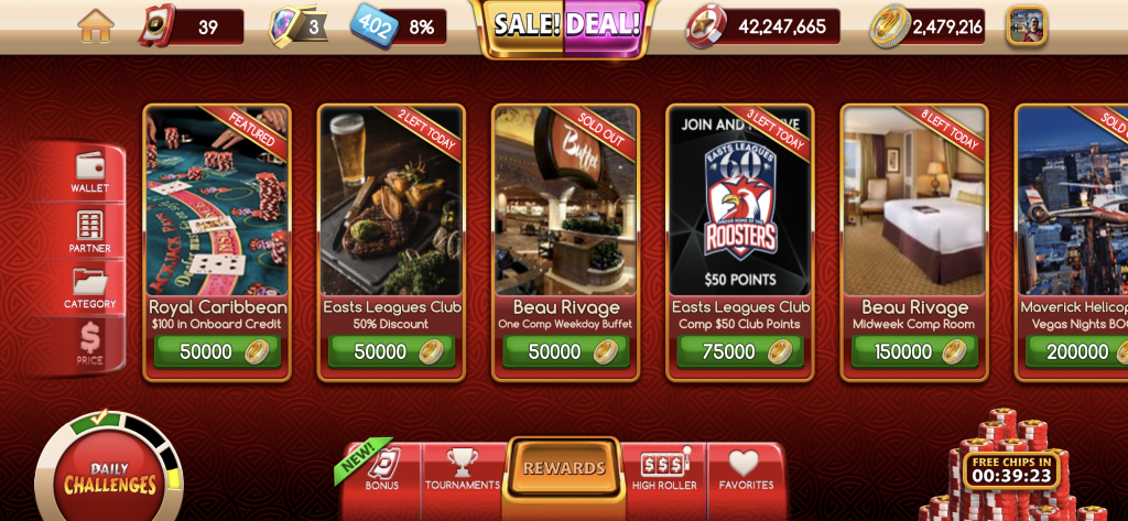 MyVegas Loyalty Points redemption options