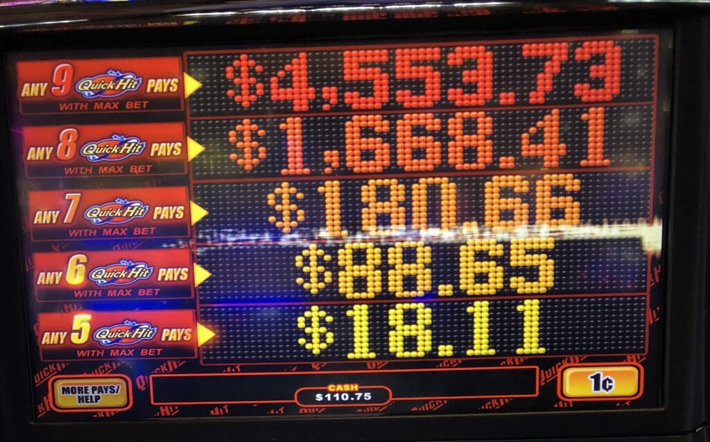 Quick Hit Jackpots at max bet