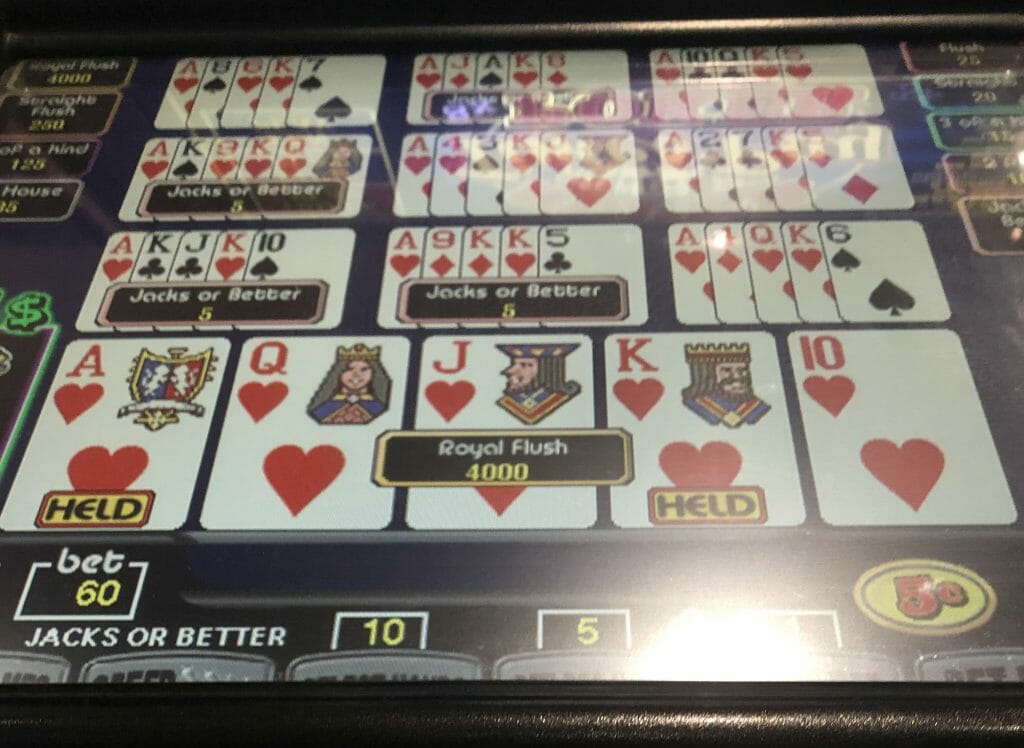 Nickels royal flush on free play