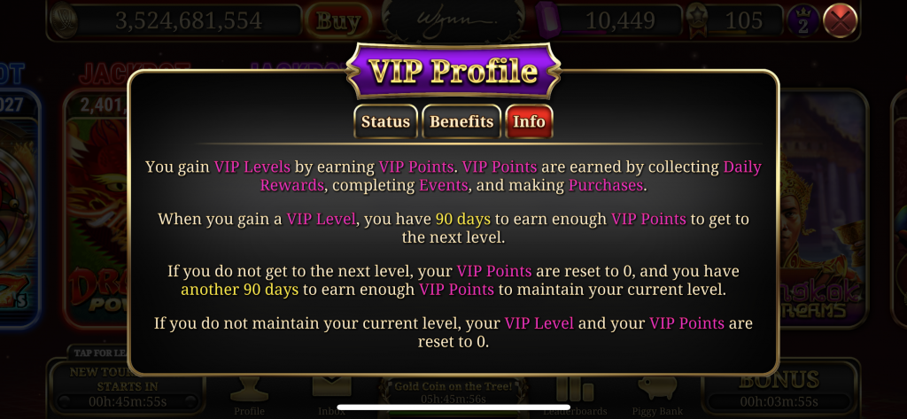 Wynn Slots VIP info