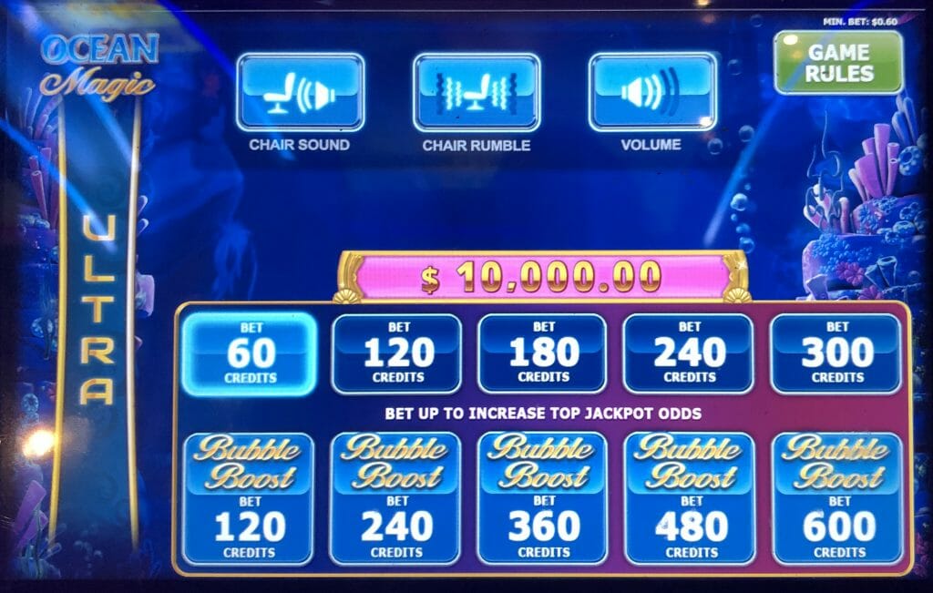 Ocean Magic Ultra by IGT bet panel